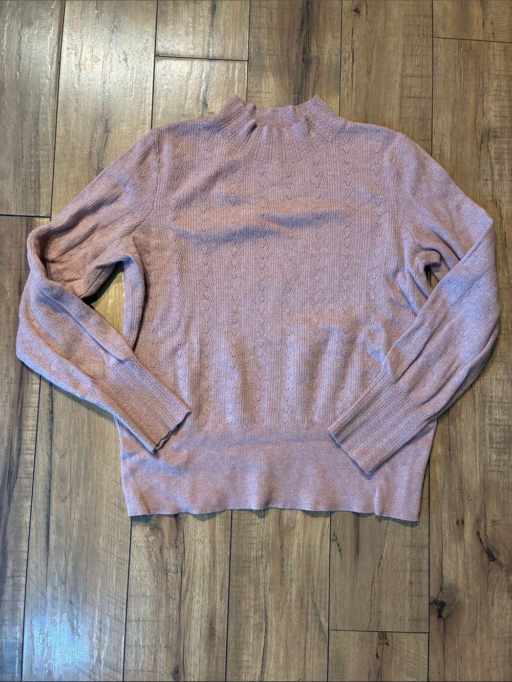 LC Lauren Conrad Pink Mock Neck Cable Knit Sweater